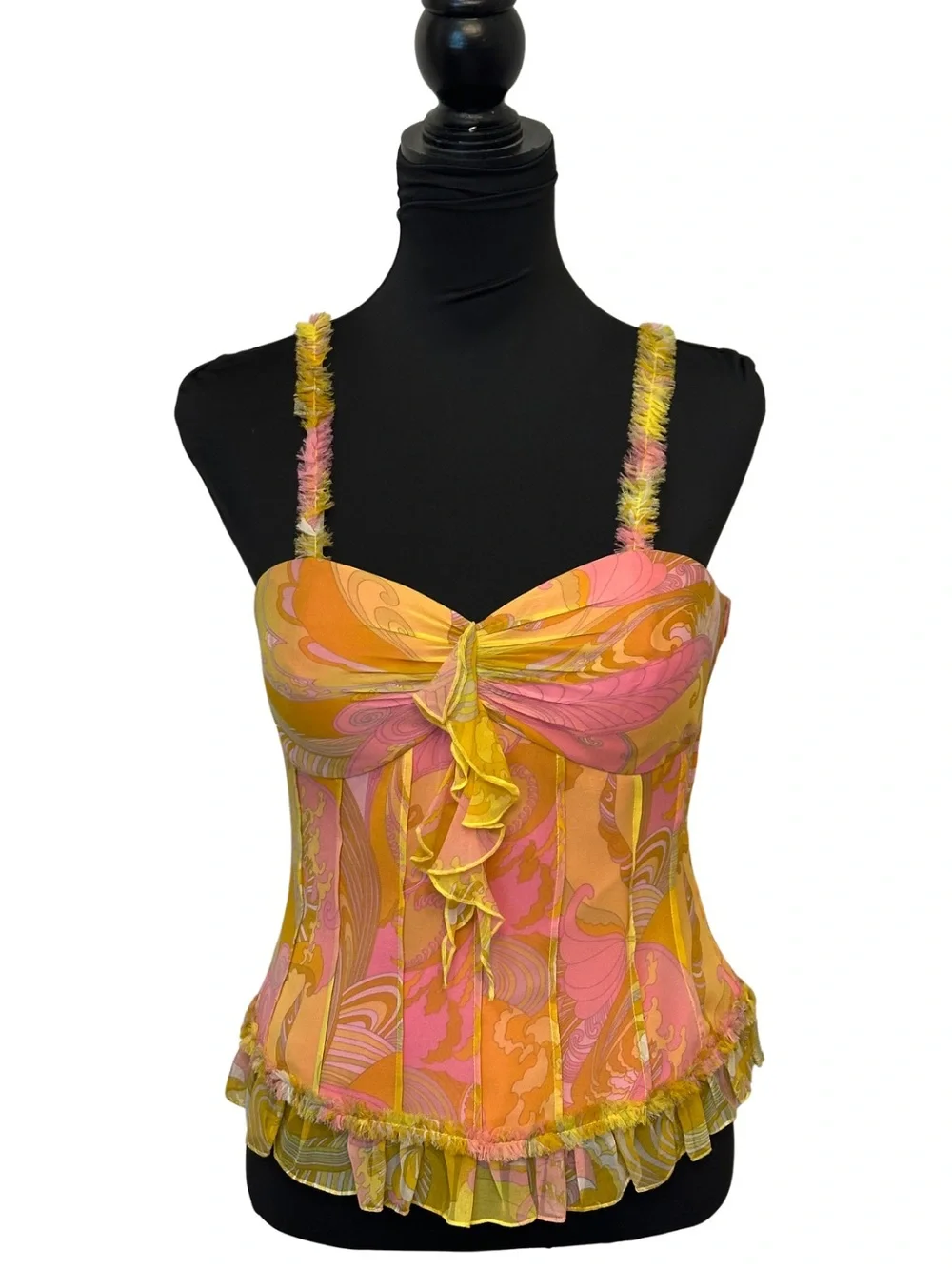 Vintage Liz Elana 100% Silk Ruffle Corset Top - Y2K Fairycore Size 10 - Picture 2 of 13